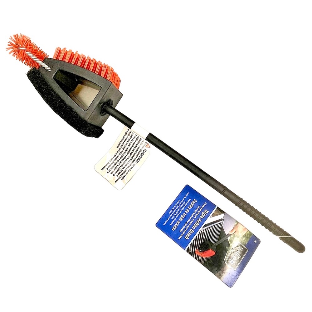 Mr Bar-B-Q Triple Action 2 Sided Dual BBQ Grill Brush For Deep Grill Cleaning LG